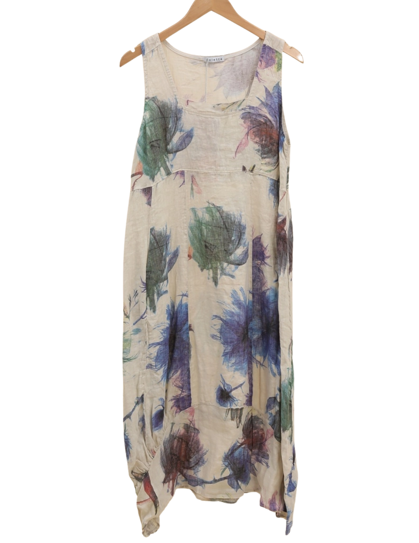 Floral Print Sleeveless Linen Dress