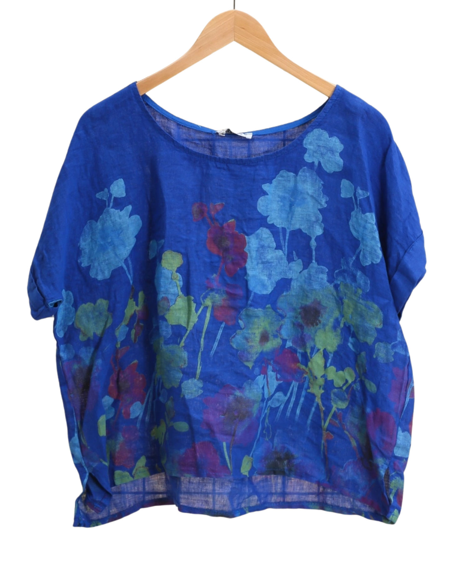 Round Neck Printed Linen T-Shirt