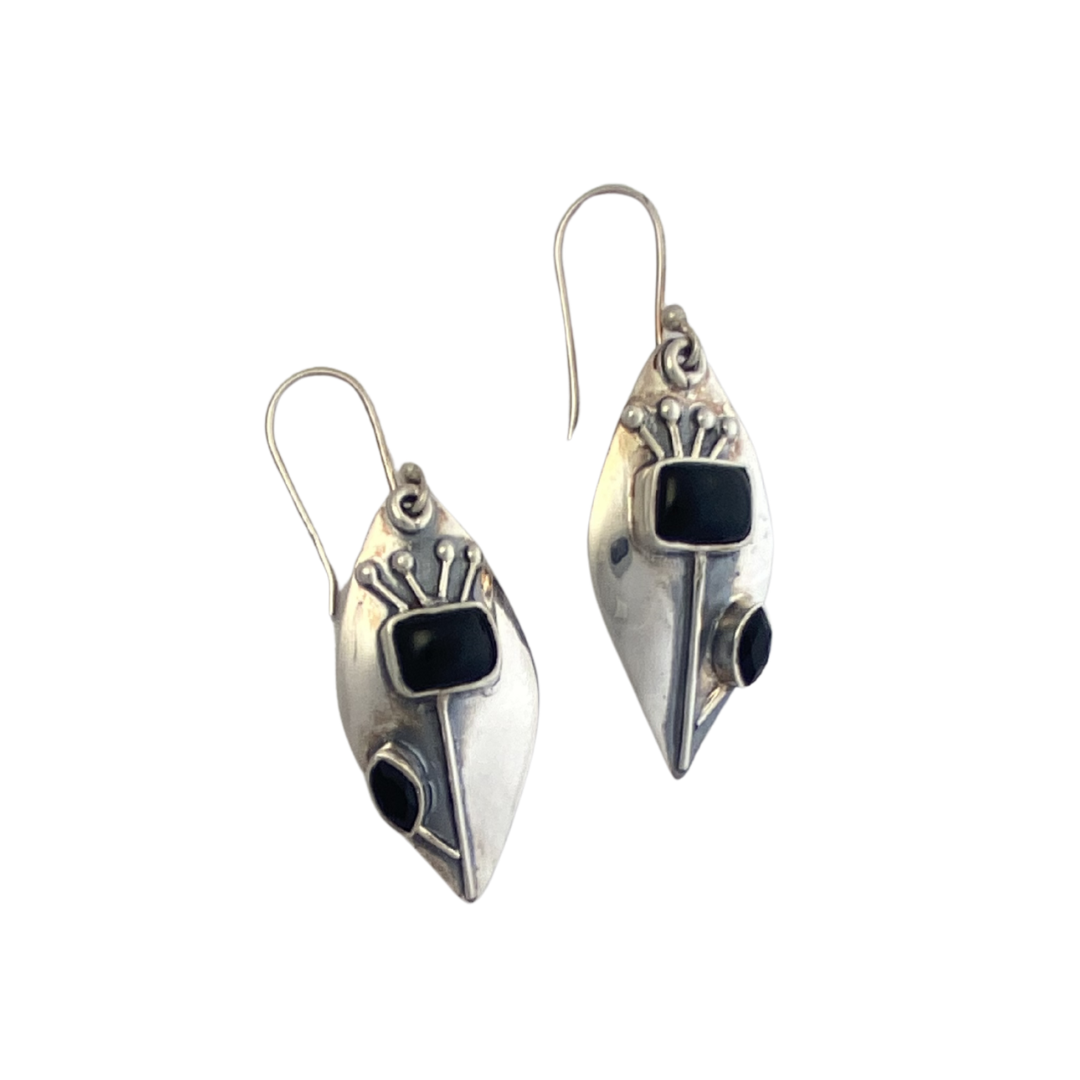 Silver Abstract Leaf Earrings