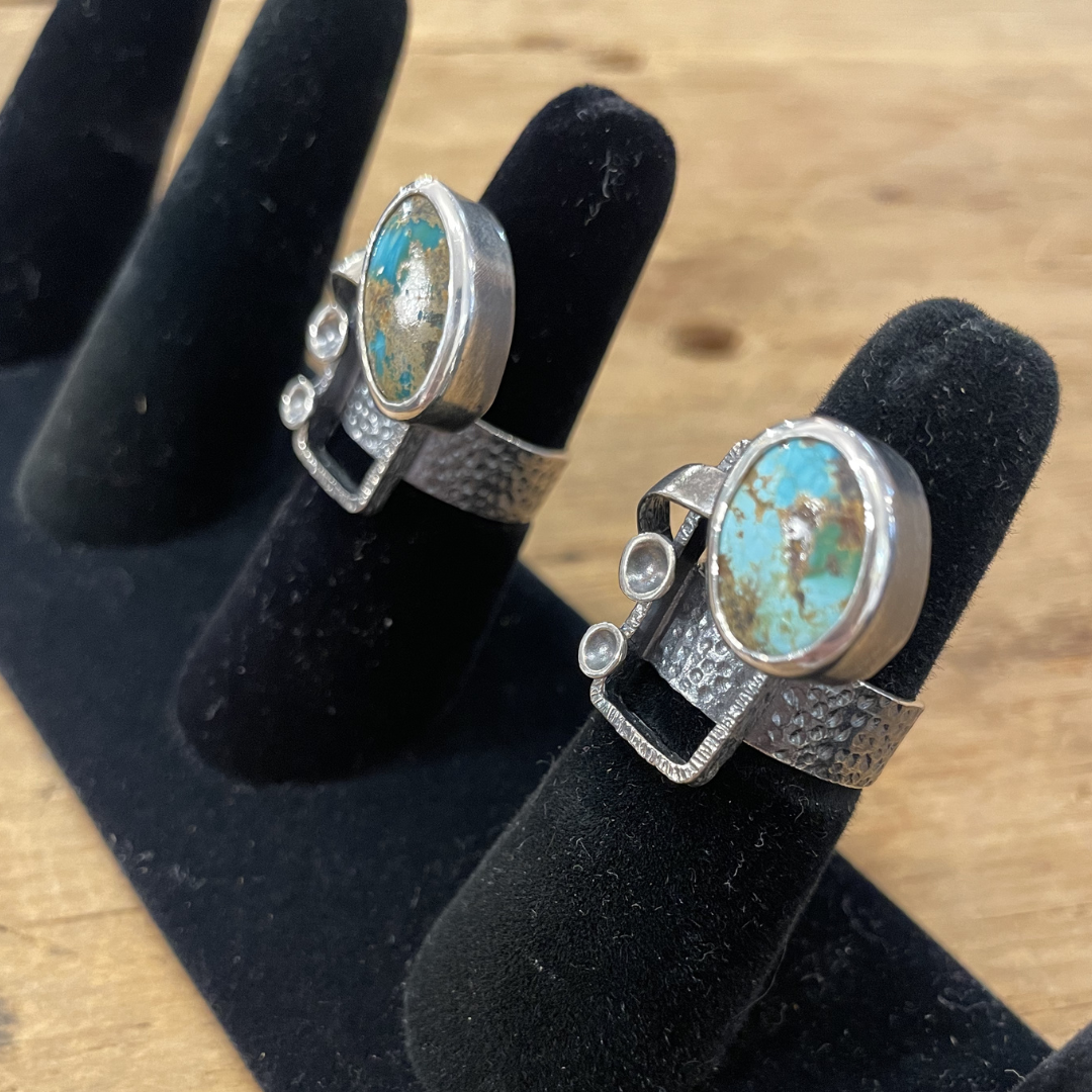 Turquoise Industrial Silver Ring