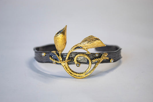 Canna Lily 14 K Vermeil bracelet Gun Finish