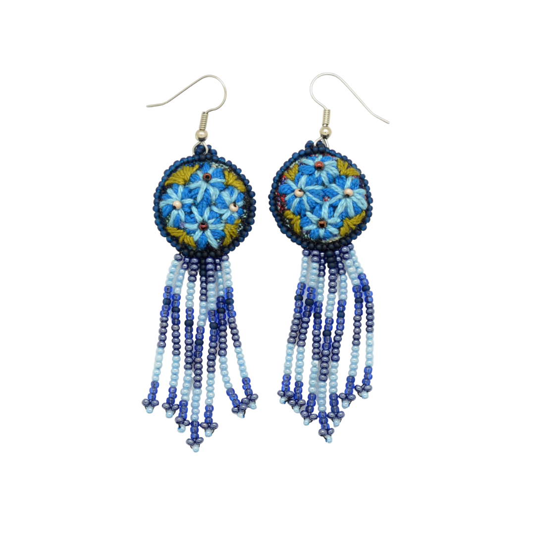 Assorted Embroidered Flower Fringe Earrings