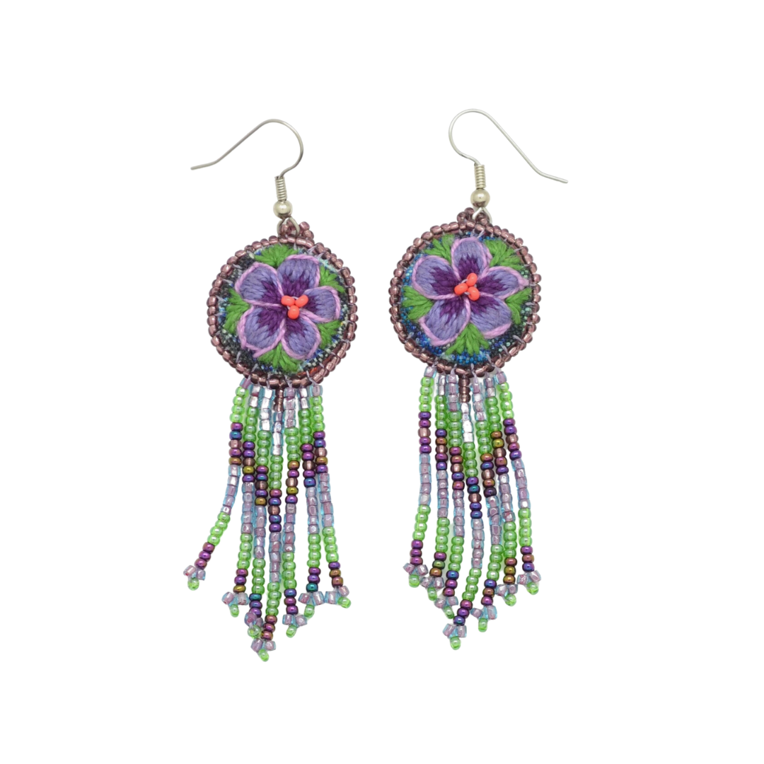 Assorted Embroidered Flower Fringe Earrings