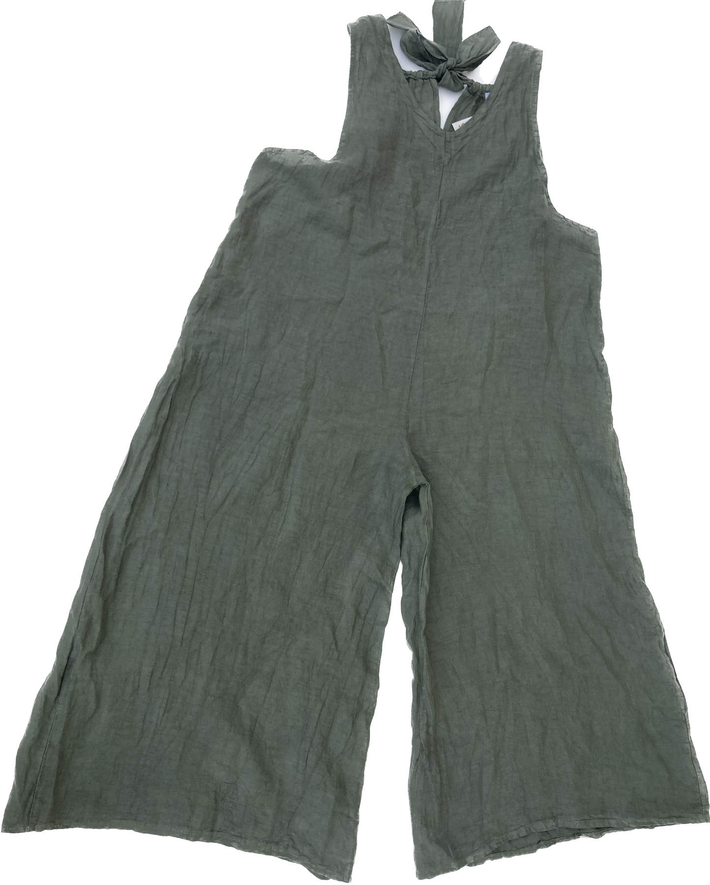 Linen jumpsuit with tie-back