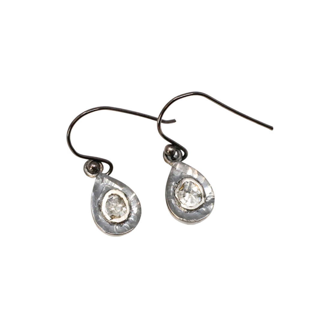 Raw Diamond Teardrop Dangle Earrings