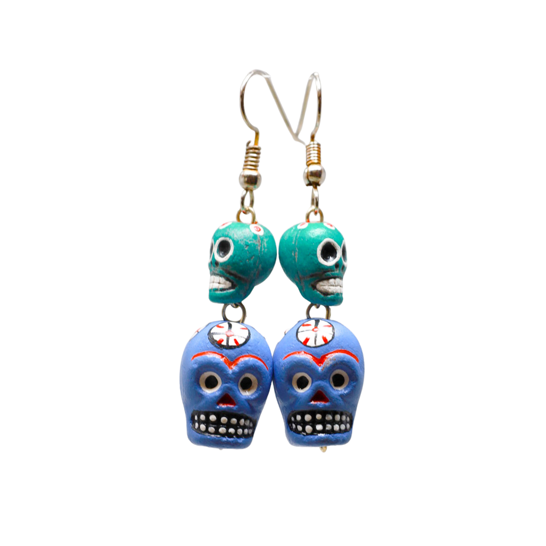 Double Color Skull Earrings