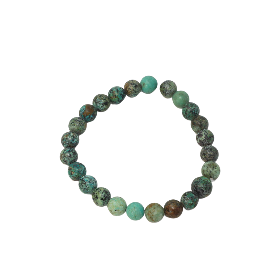 African Turquoise Stretchy Beaded Bracelet - Wrist Mala 8mm