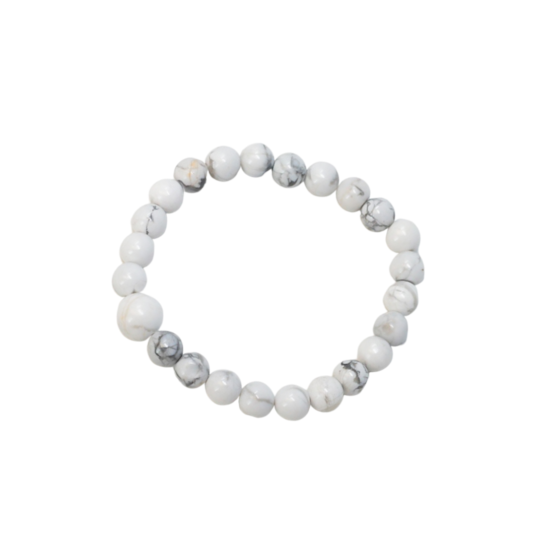 Howlite Stretchy Beaded Bracelet - Wrist Mala - 8mm