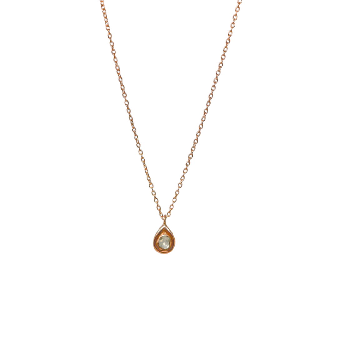 Raw Diamond Tear Drop Necklace