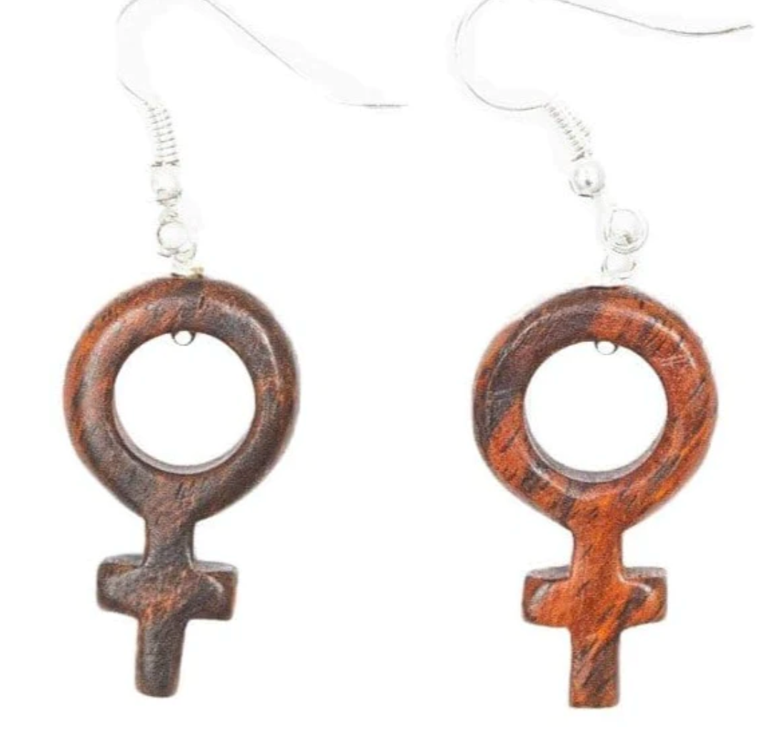 Wood Female Symbol Earrings