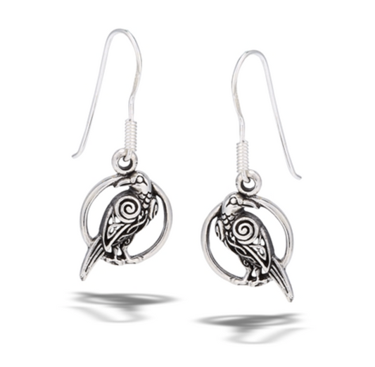 Sterling Silver Standing Raven Dangle Earring