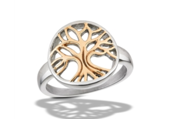 tree of life ring W/ rose gold IP