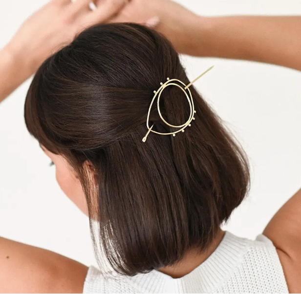 Hair Slide w/ Stick Gold