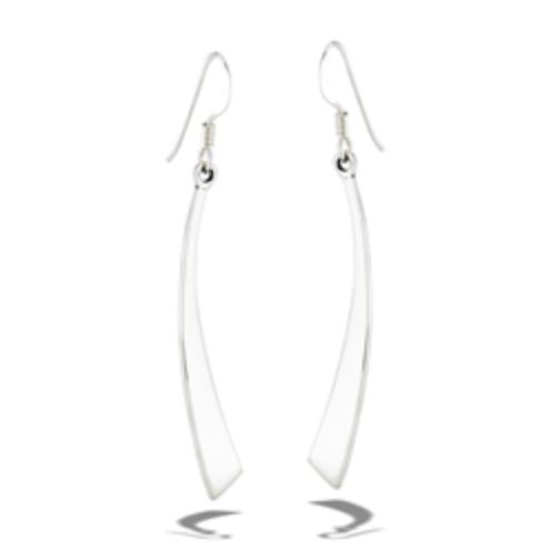 Sterling Silver Modern High Polish Curved Dangle Earring