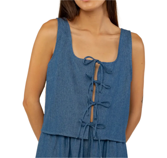 Denim Tie Top