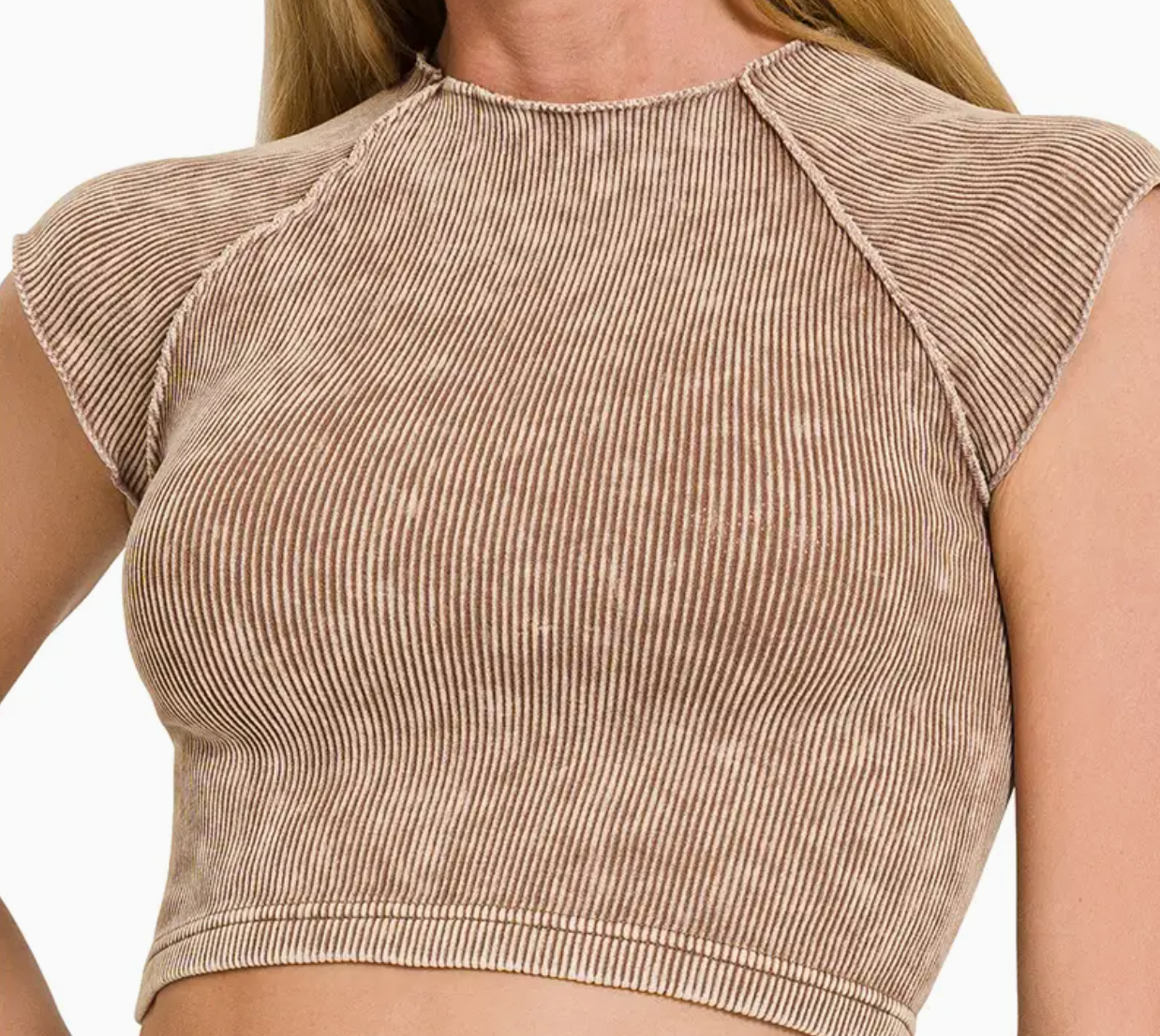 Stone Washed Ribbed Crop Tank Top