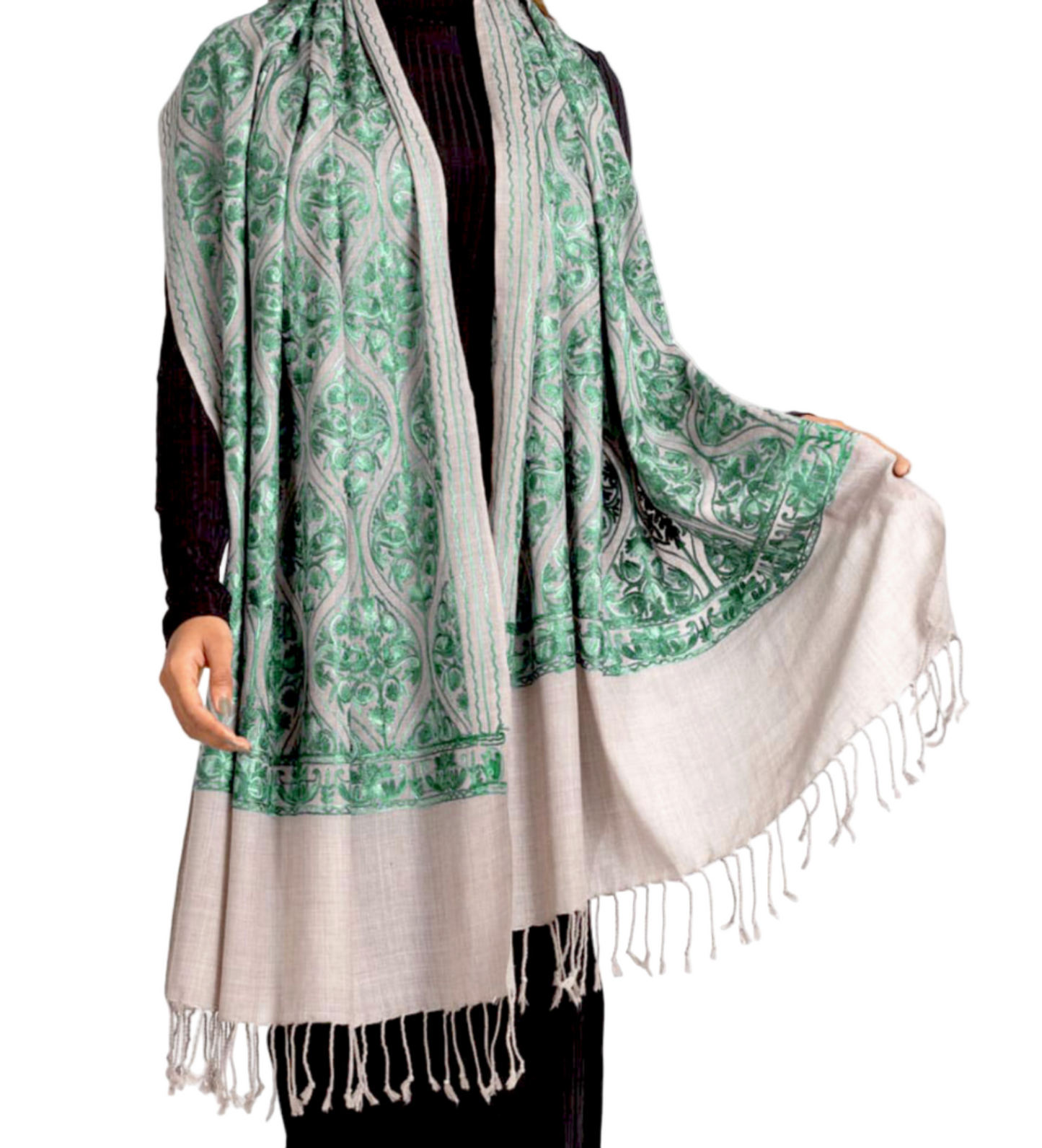 Kamal Embroidered Wool Stole Shawl