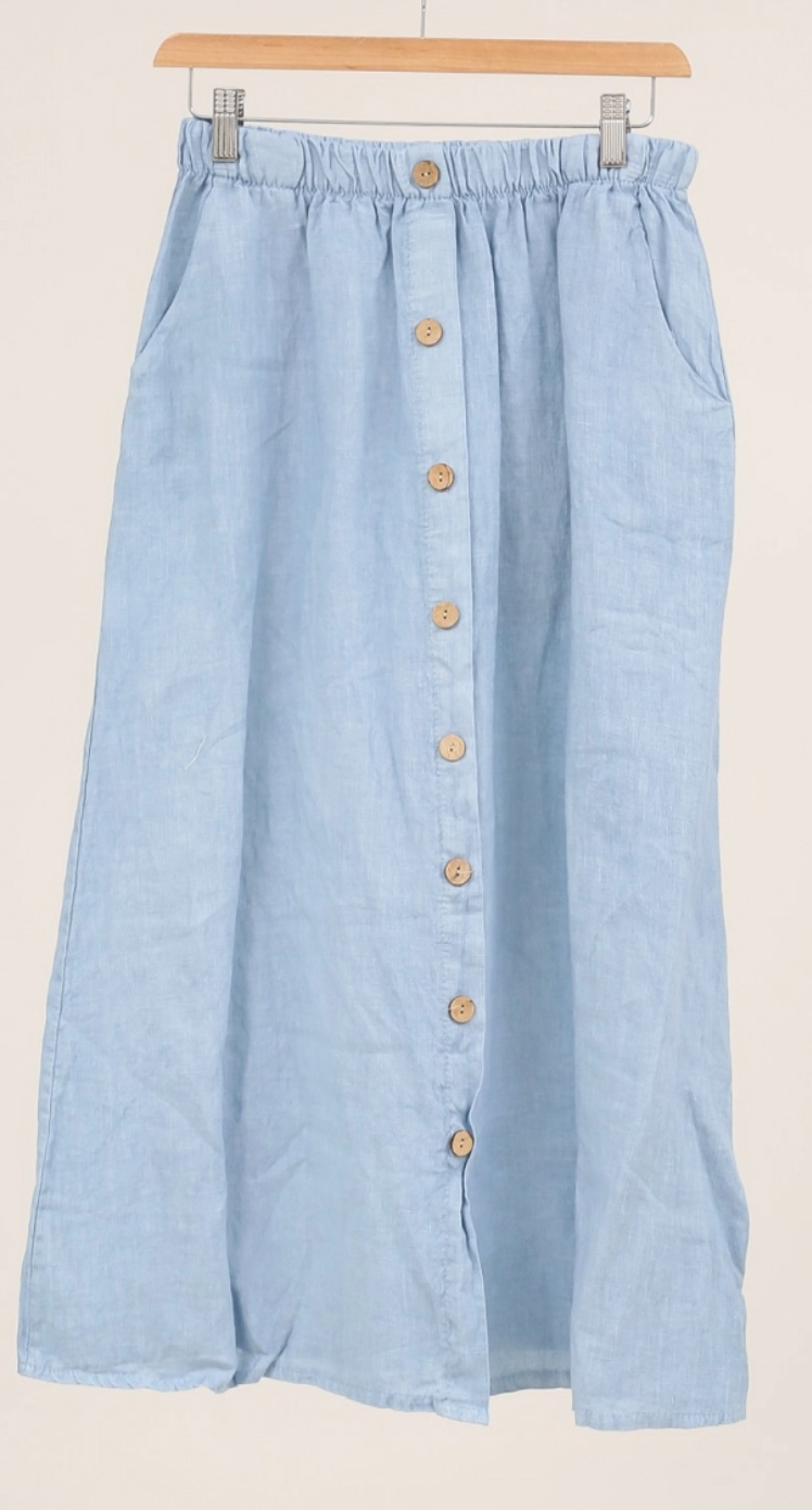 Linen Button Skirt