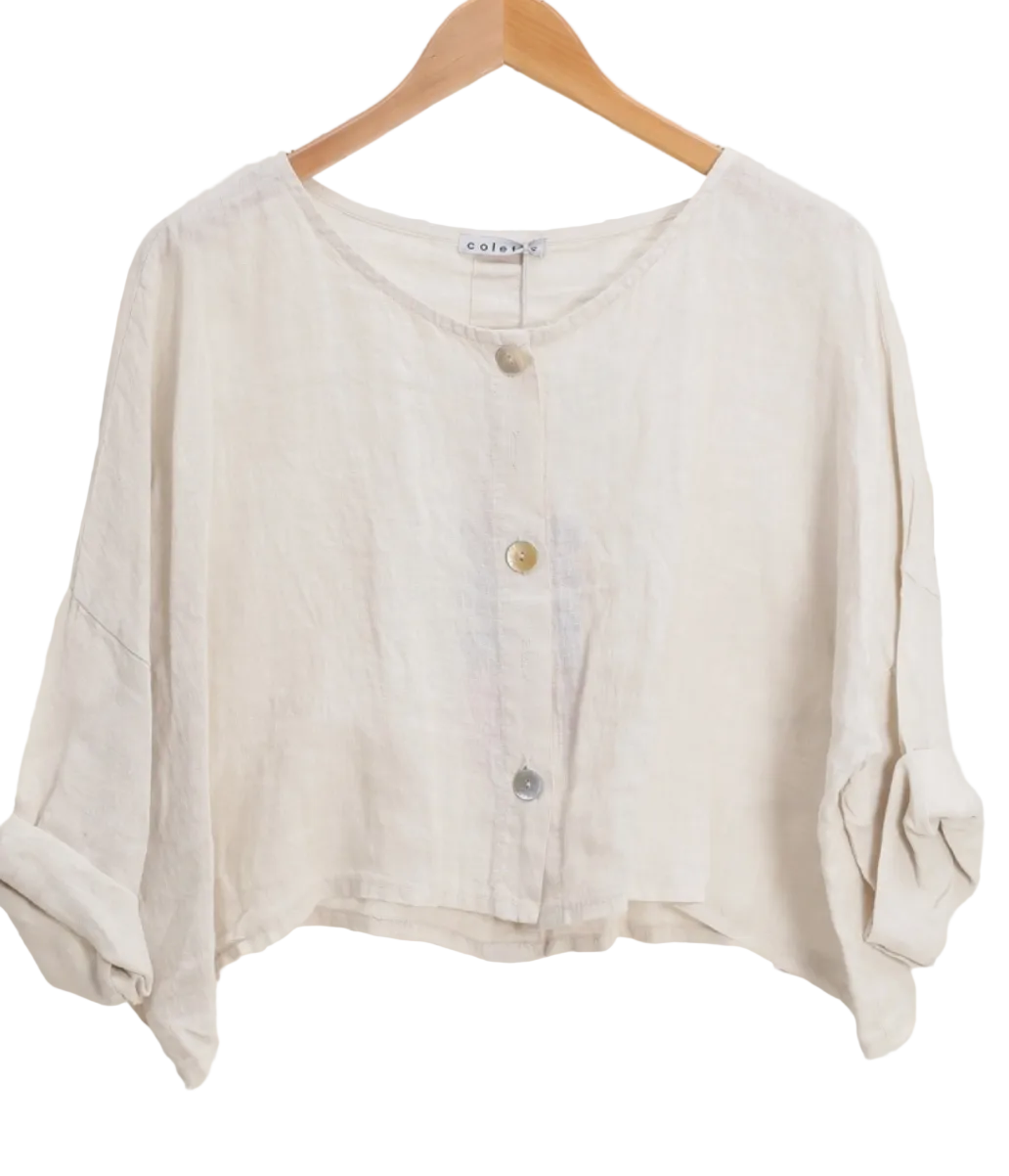 3/4 Sleeve cropped Linen Shirt
