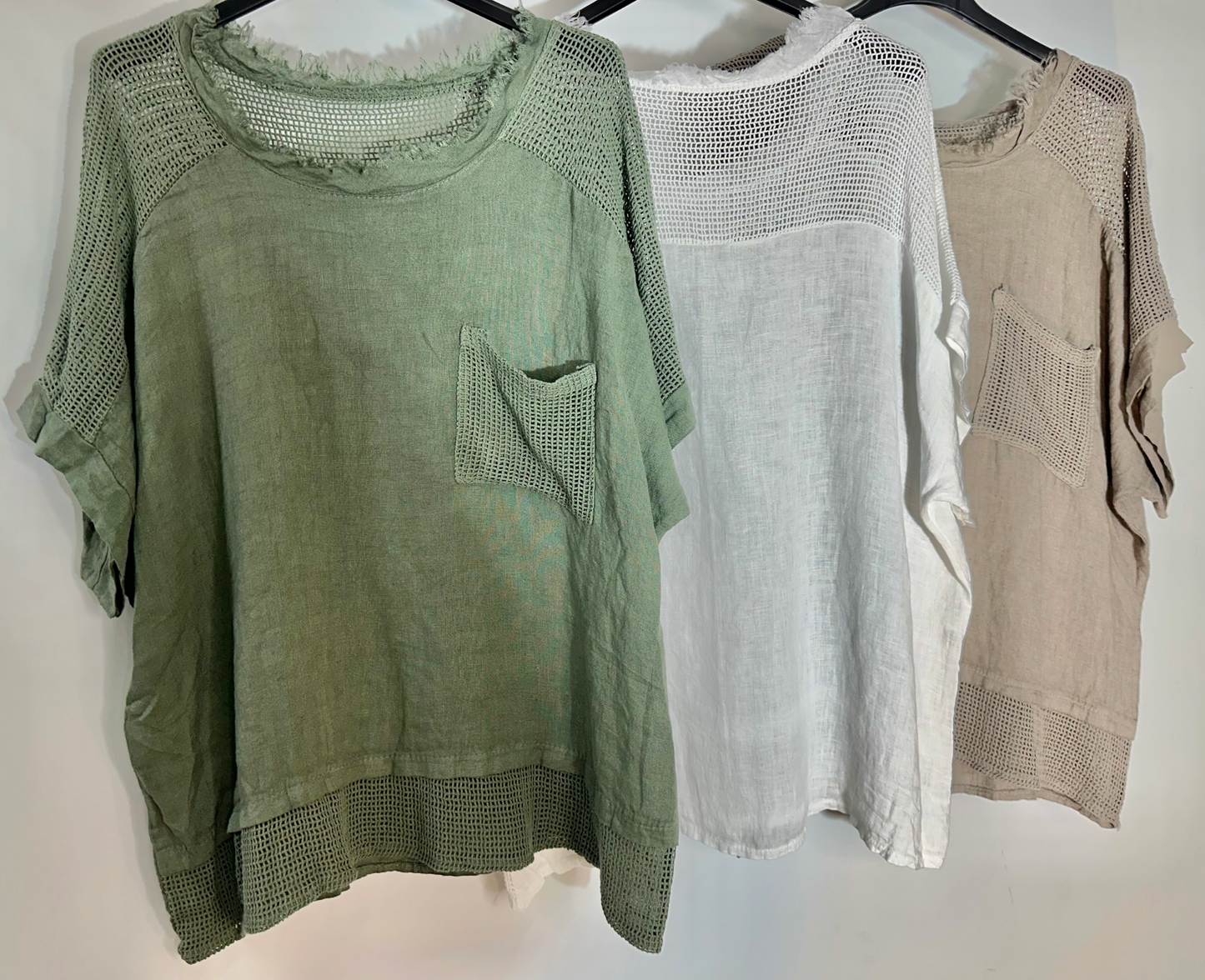 Linen Top with Cotton Detail