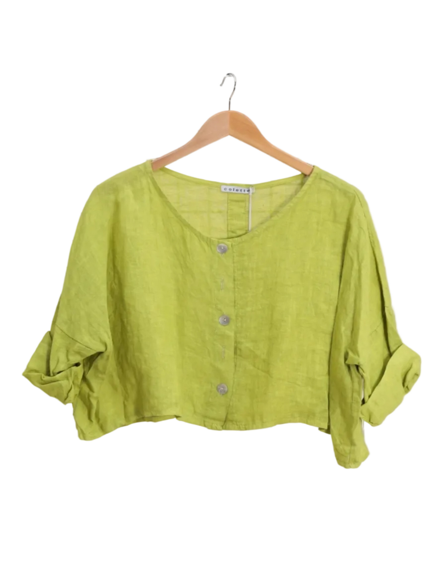 3/4 Sleeve cropped Linen Shirt