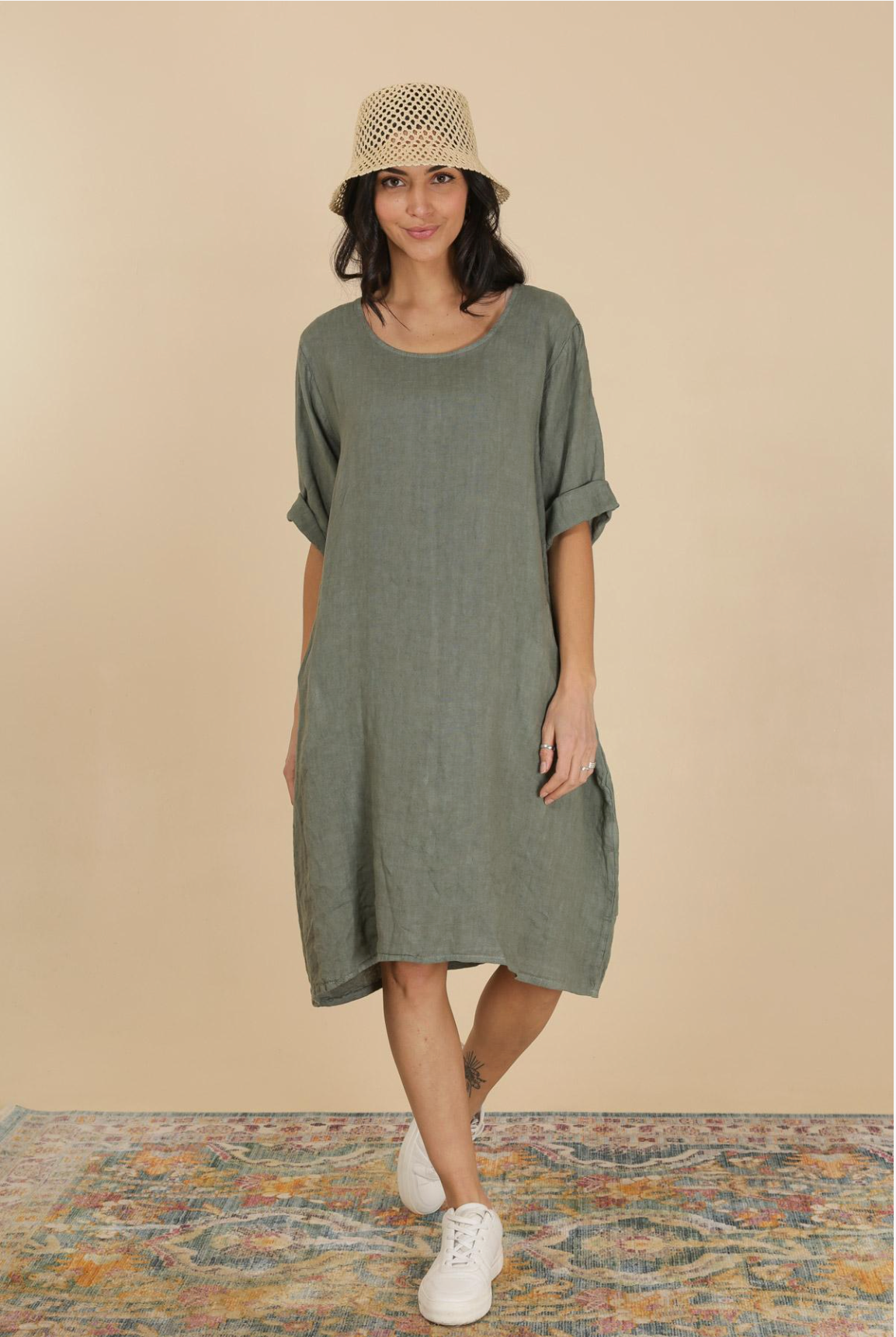 Round Neck Linen Dress