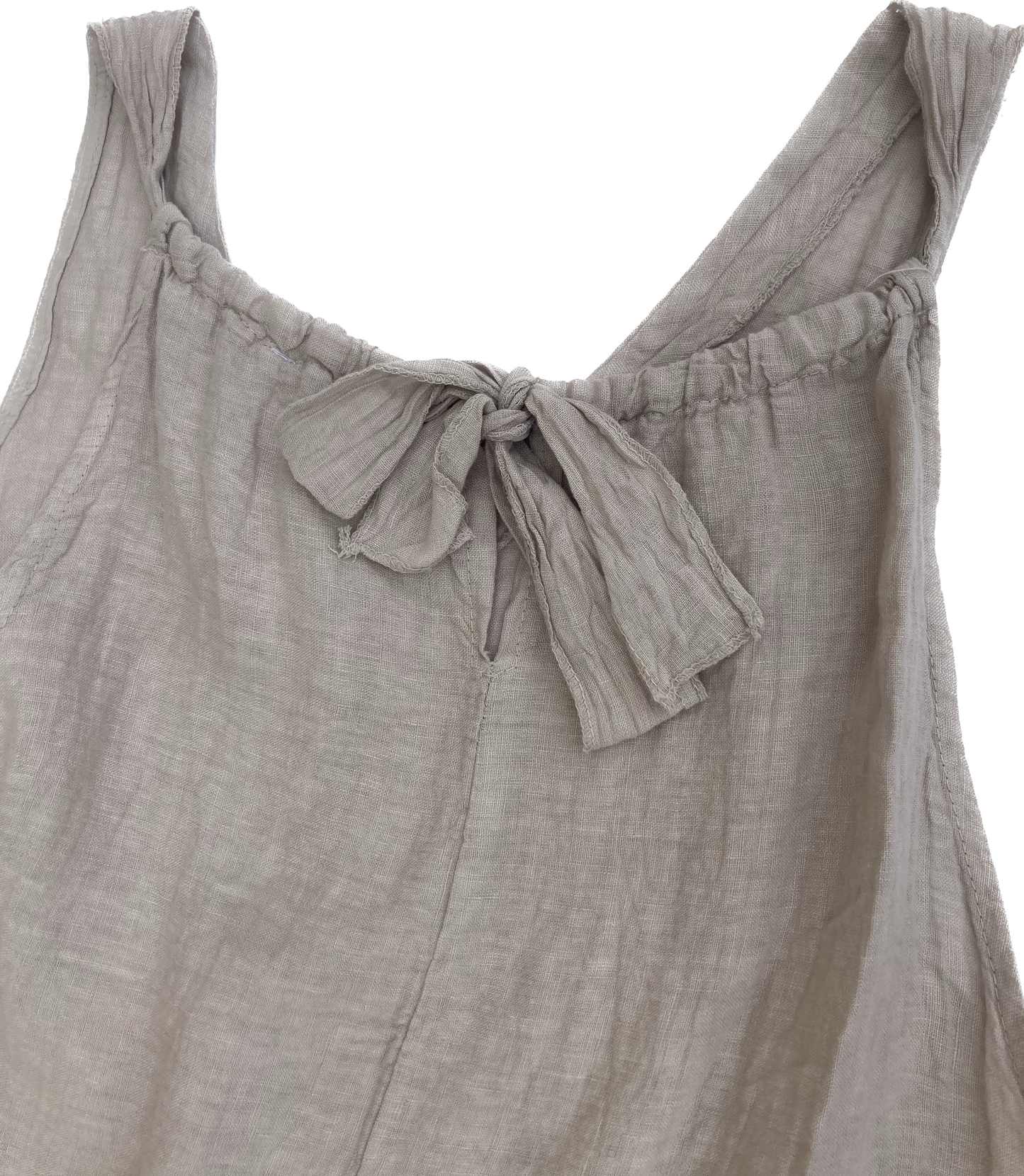 Linen jumpsuit with tie-back