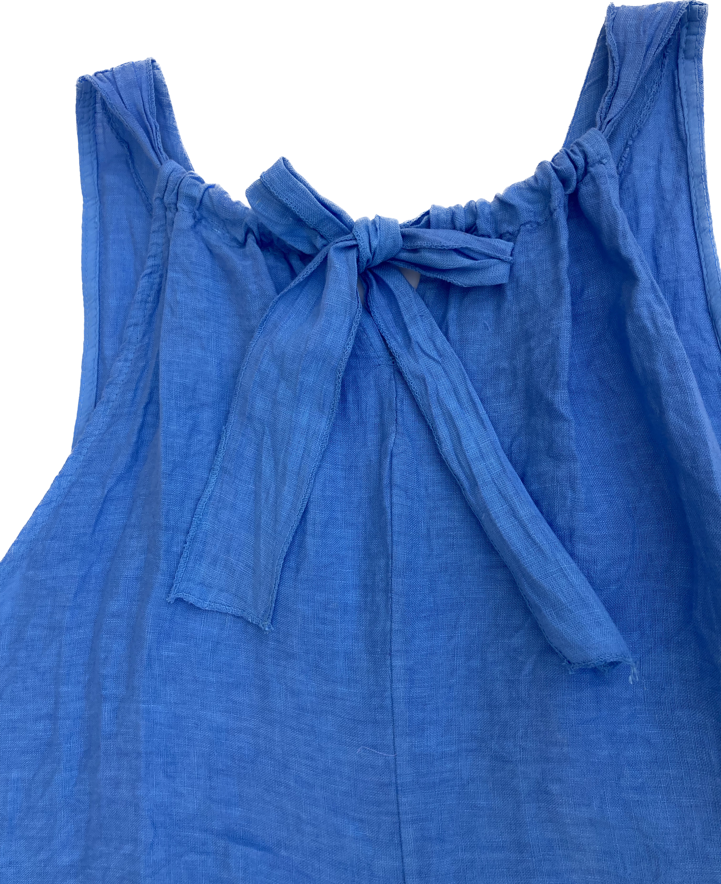 Linen jumpsuit with tie-back