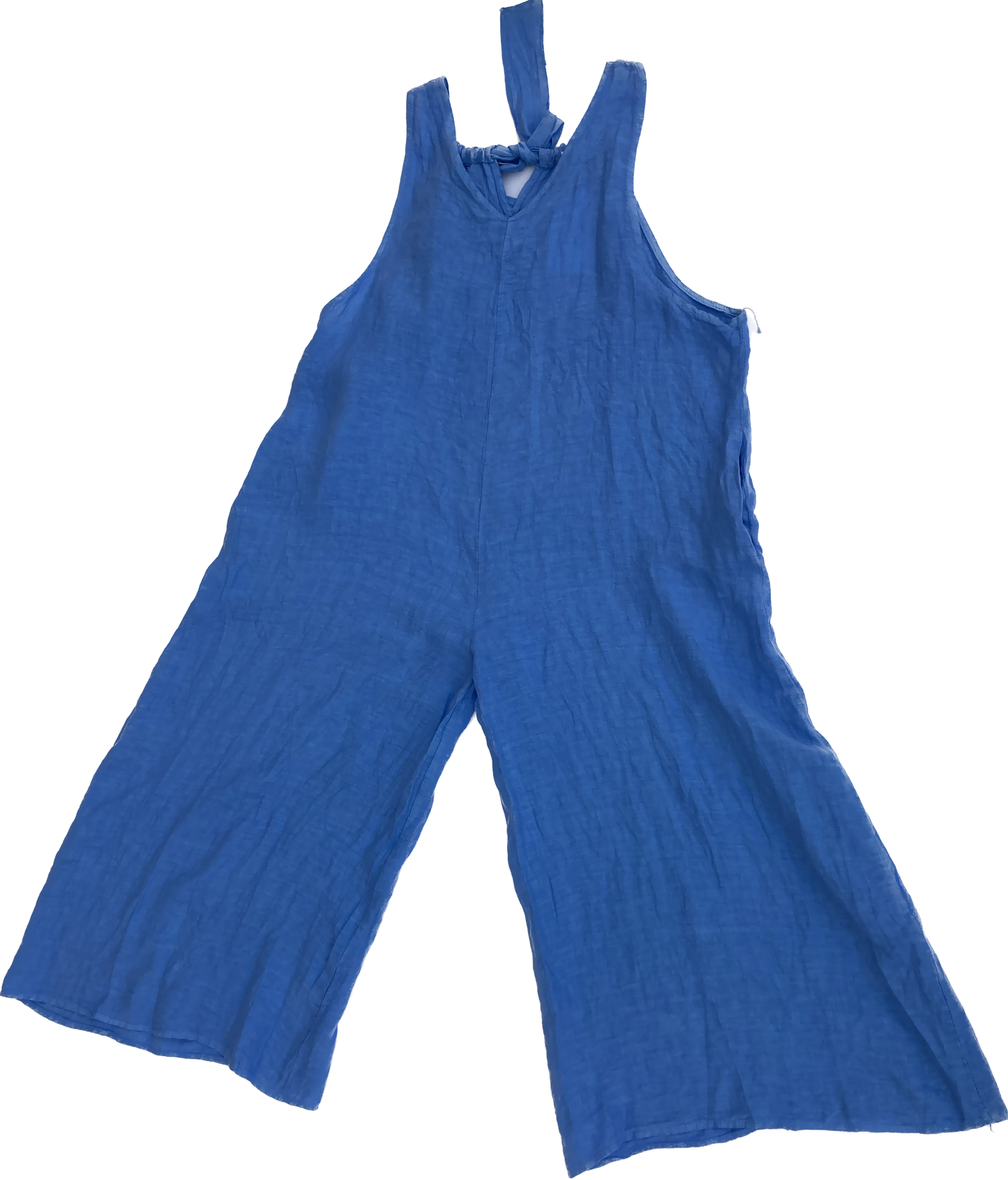 Linen jumpsuit with tie-back