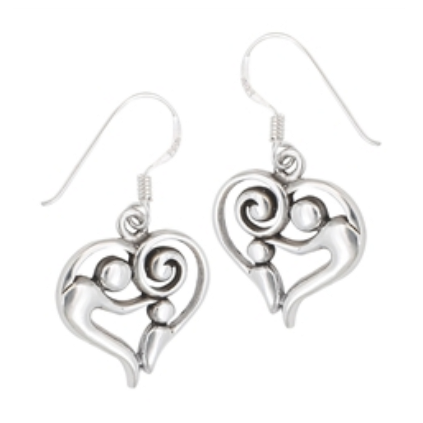 Sterling Silver Parent and Child Heart Earrings