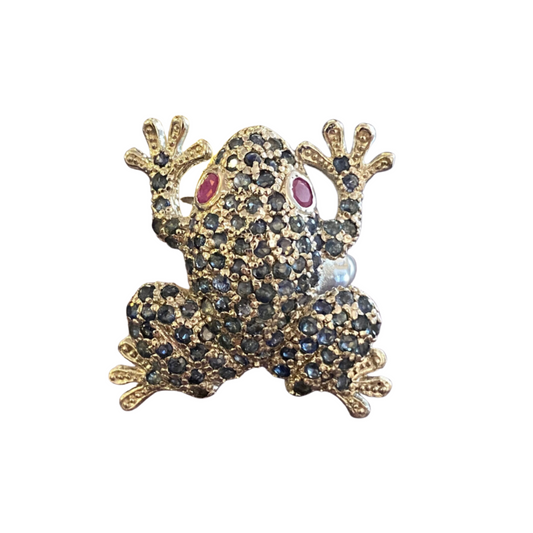 Encrusted Sapphire & Ruby Frog Accent Ring