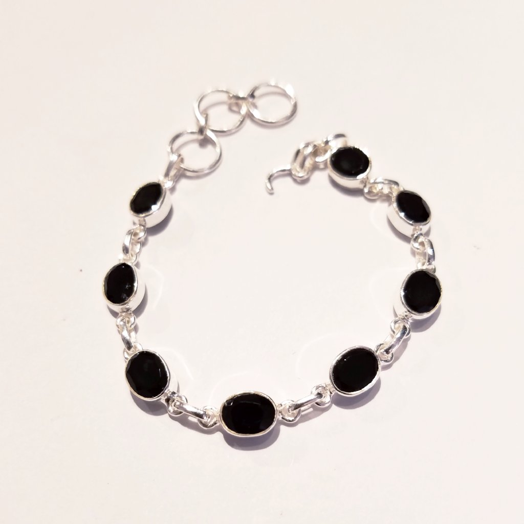 Multi Large Stone Sterling Silver Bracelet