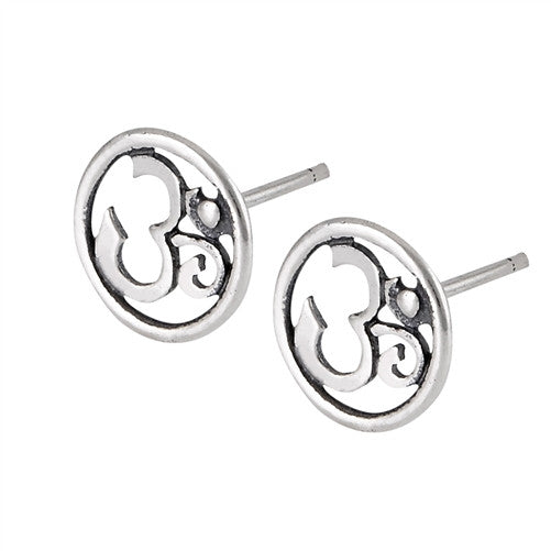 OM Circle Stud Earrings