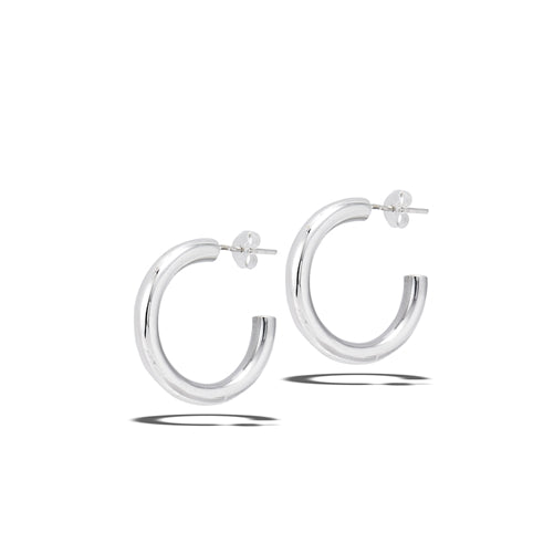 Sterling Silver 4mm x 30 mm Heavy High Polish Hoop Earring