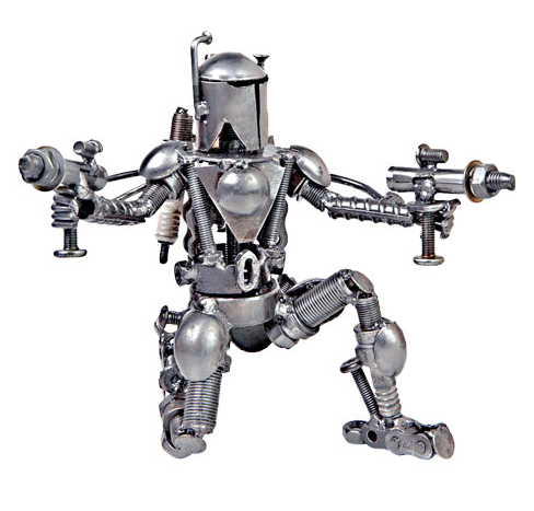 Steel Kneeling Warrior Statue