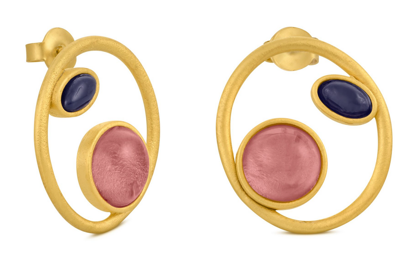 Alegria Circle Stud with Two Glass Beads