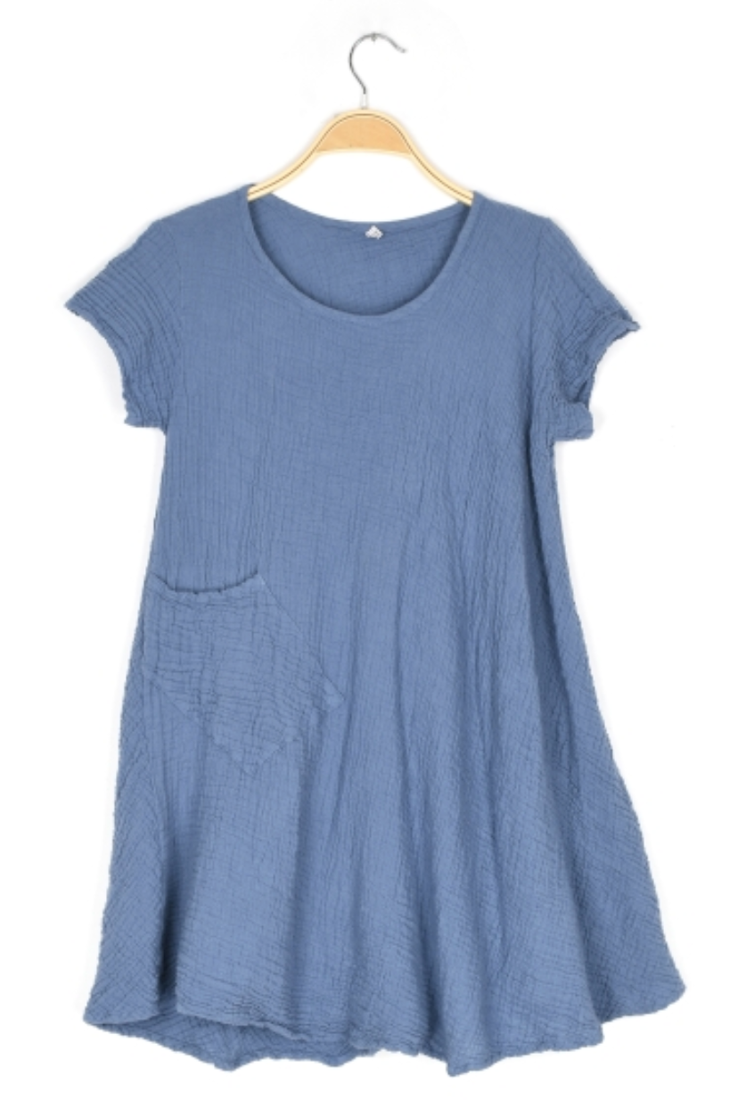 Thai Cotton Cap Sleeve Single Pocket Dress