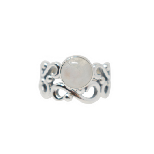 Cutout Swirl Gemstone Ring