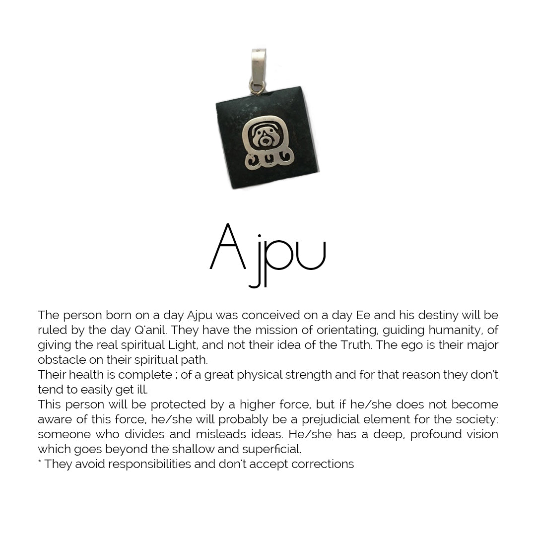 Square Jade Sterling Silver Maya Glyph Pendant