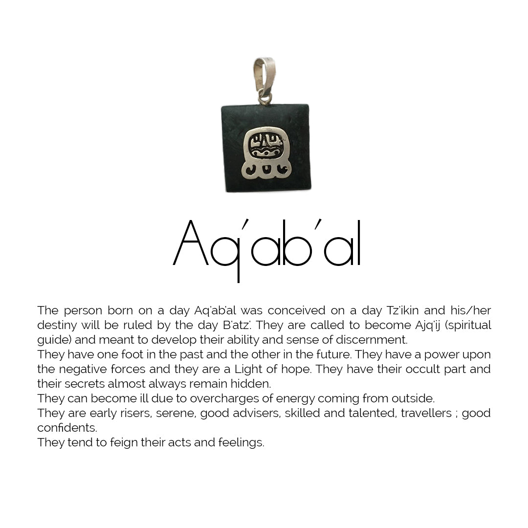 Square Jade Sterling Silver Maya Glyph Pendant