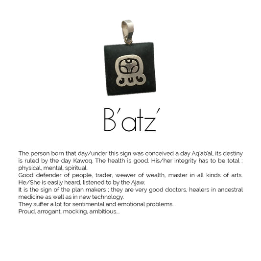 Square Jade Sterling Silver Maya Glyph Pendant