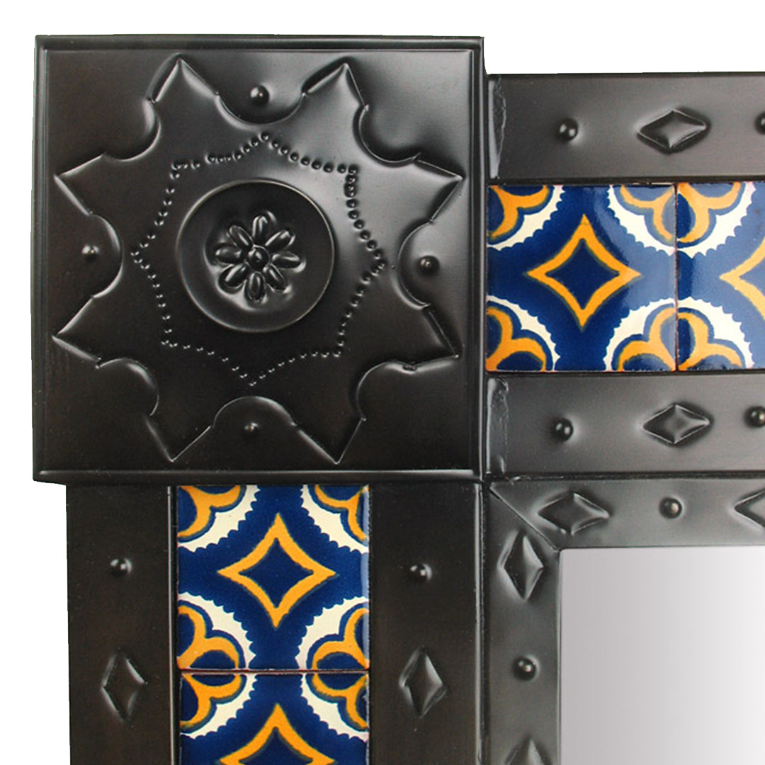 Eged Mexican Tin Tile Mirror 36.5x20"