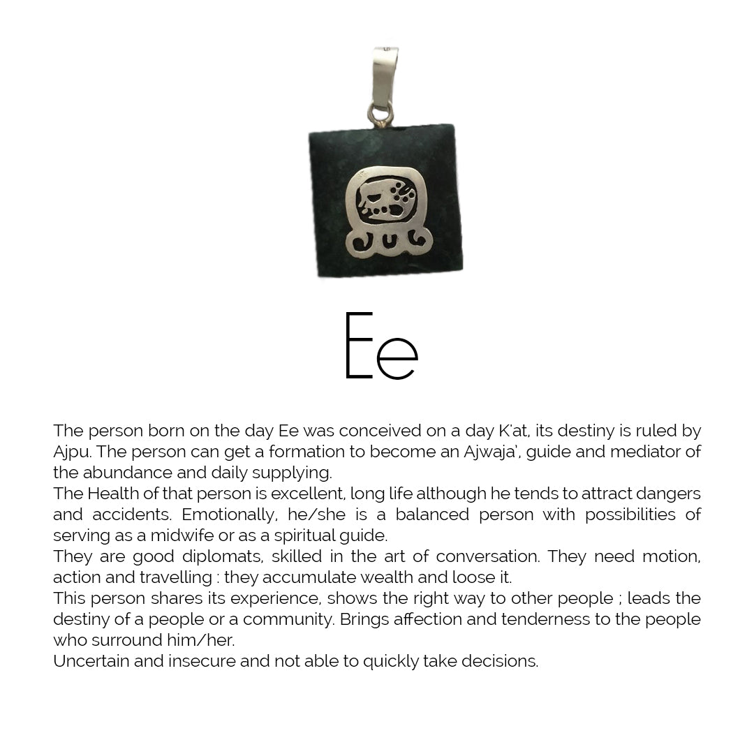 Square Jade Sterling Silver Maya Glyph Pendant