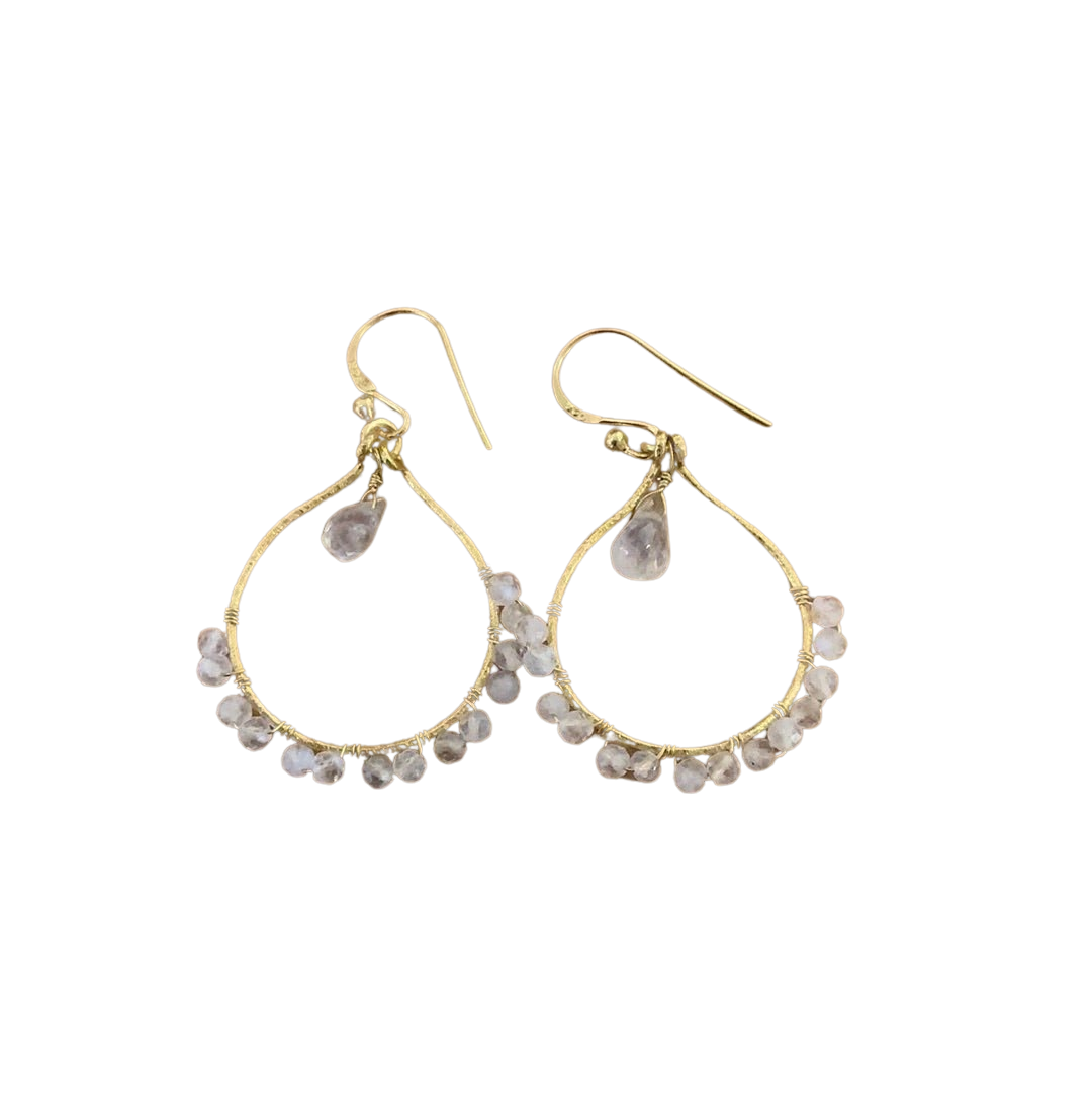 14K Gold Onyx Beaded Hoops