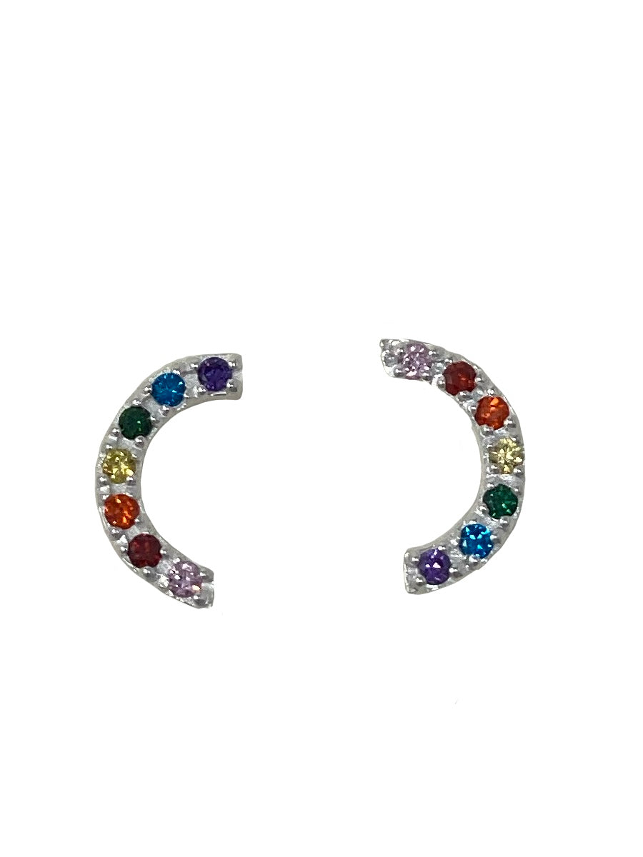Half Circle Rainbow Stud Sterling Silver