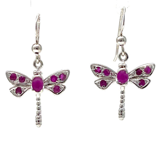 Encrusted Gemstone Dragonfly Earrings