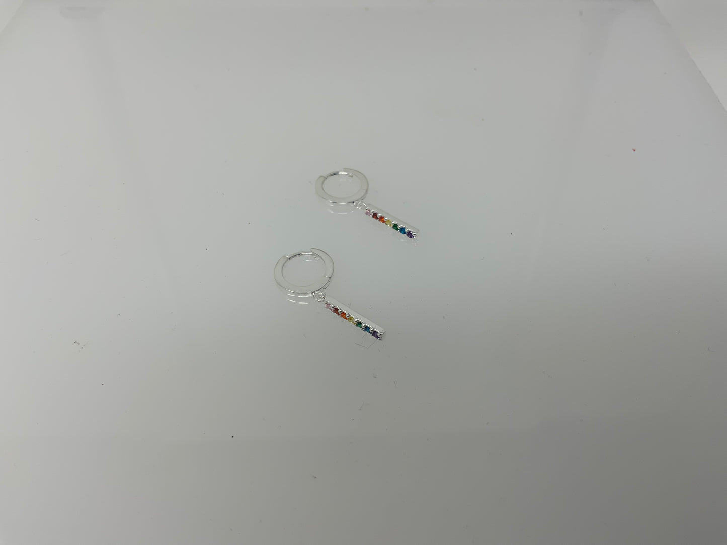 Gold Hoops with Rainbow bar