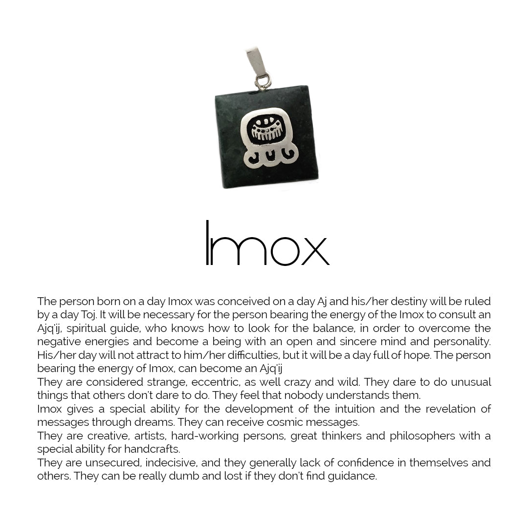 Square Jade Sterling Silver Maya Glyph Pendant