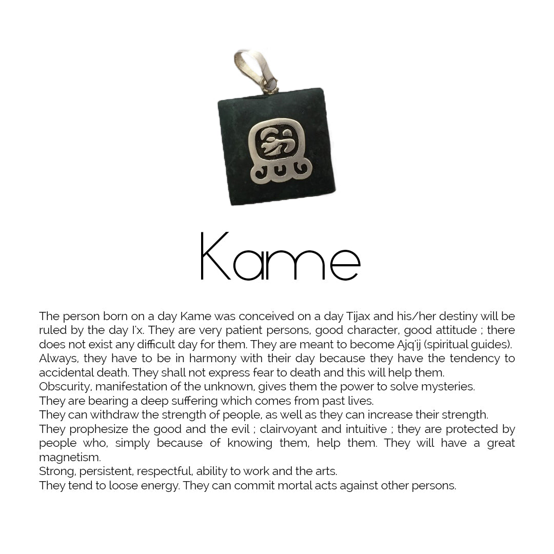 Square Jade Sterling Silver Maya Glyph Pendant