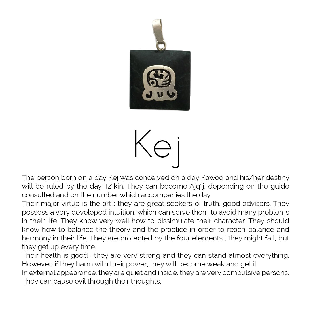 Square Jade Sterling Silver Maya Glyph Pendant